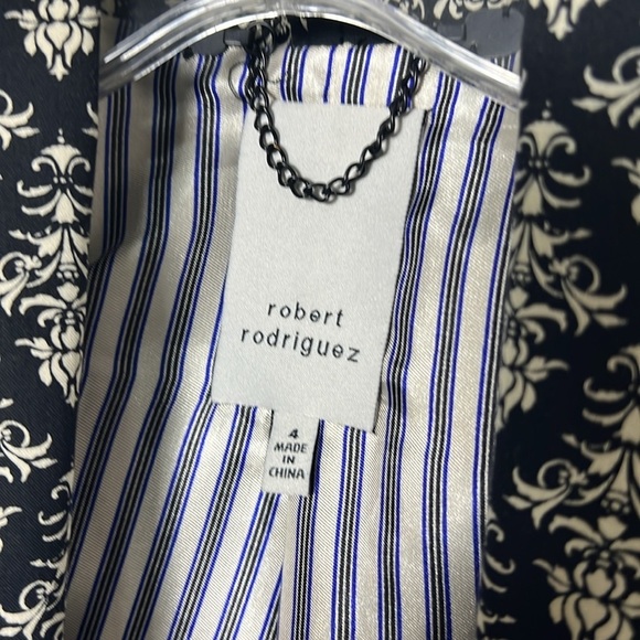 Robert Rodriguez Black and Cream Floral Stamp Tux Inspired Blazer Size 4 - Picture 7 of 12